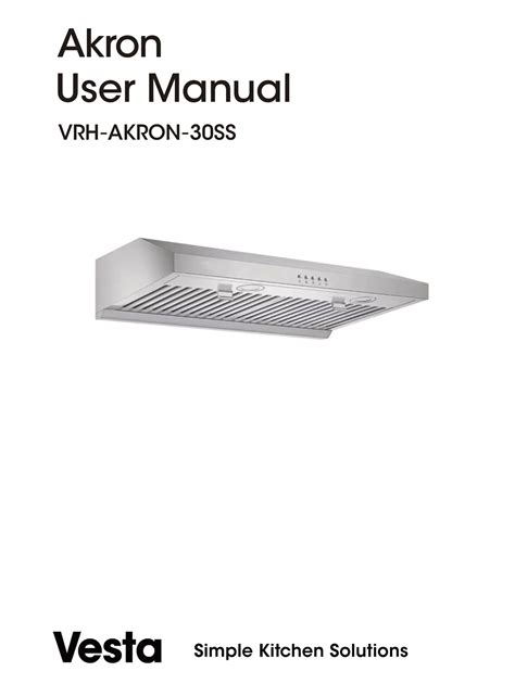 vesta range hood manual